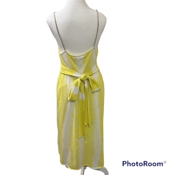 Anthropologie Moth Yellow White Sundress Spaghetti Strapped Midi Dress Sz L - Picture 3 of 12
